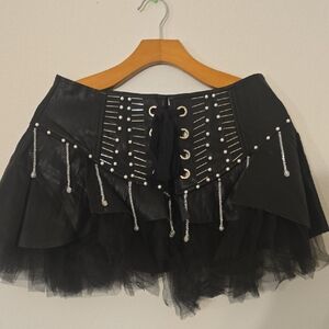 Edgy Black Corset Mini Skirt
